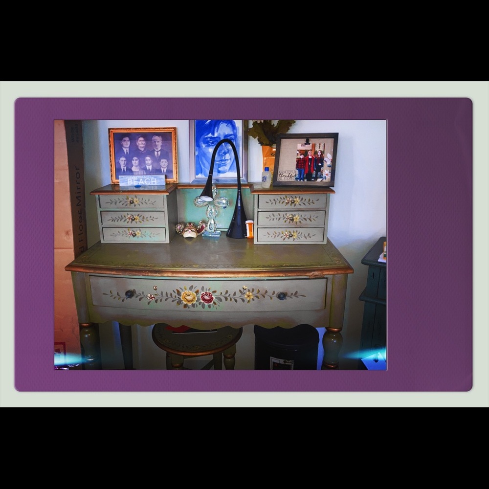 COPY - Peter Andrews tan vanity table painted flo…